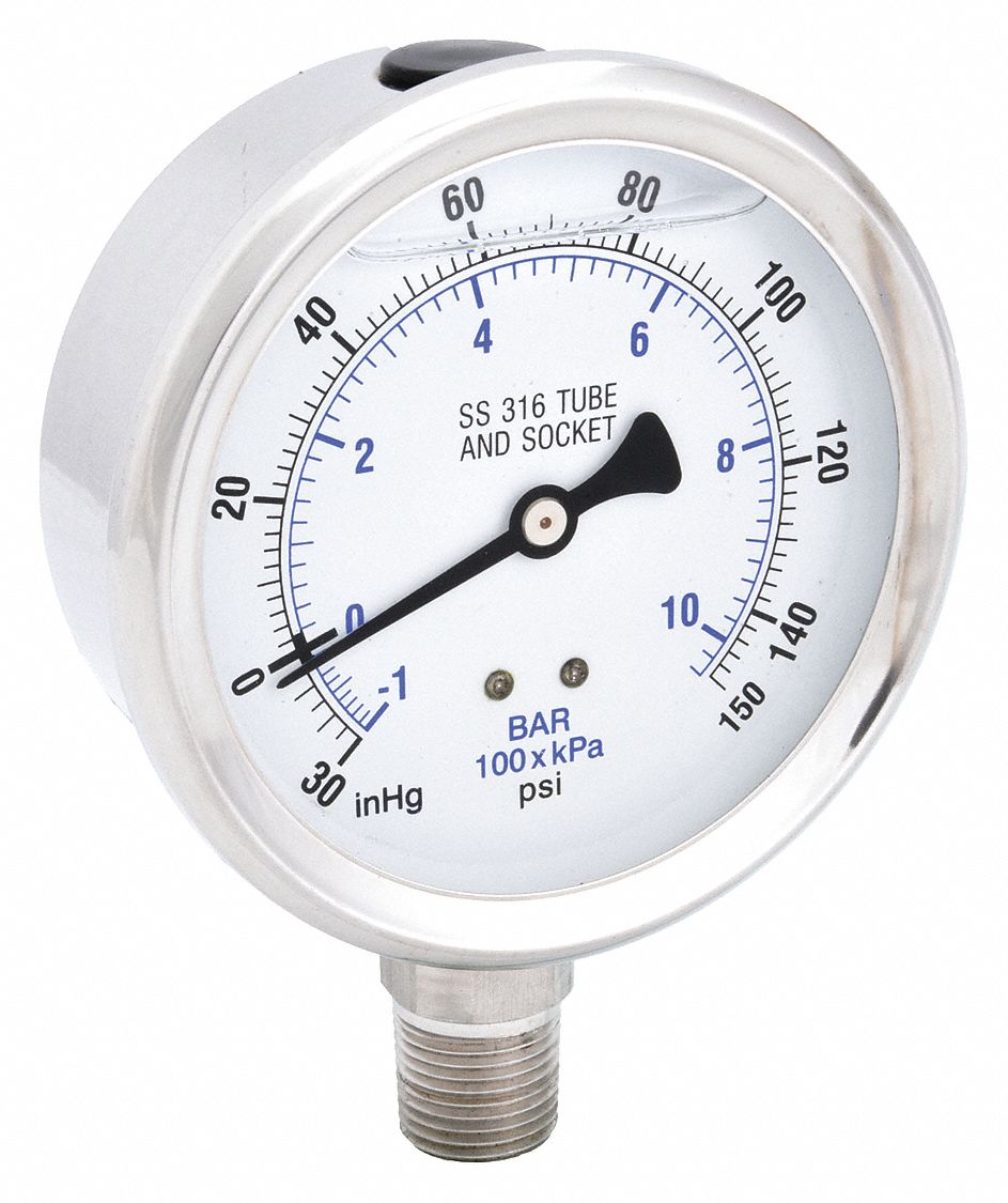 PIC GAUGES PRO301L402CF01 Compound Gauge 30 in Hg Vac to 160 psi