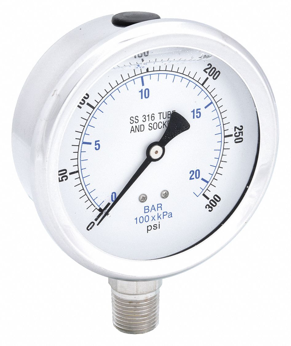 PIC GAUGES PRO301L402H01 H8407 Pressure Gauge Stainless Steel 300 psi