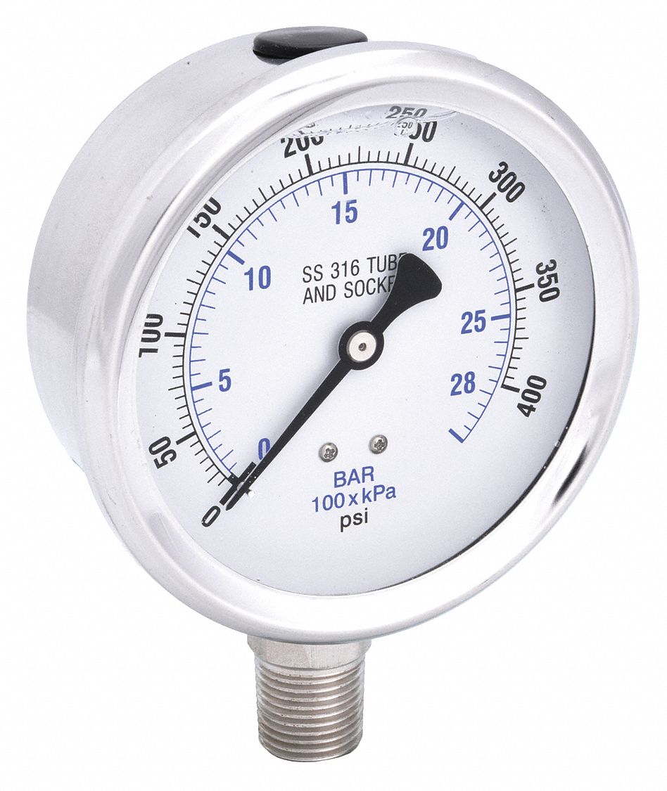 PIC GAUGES PRO301L402I01 H8407 Pressure Gauge Stainless Steel 400 psi