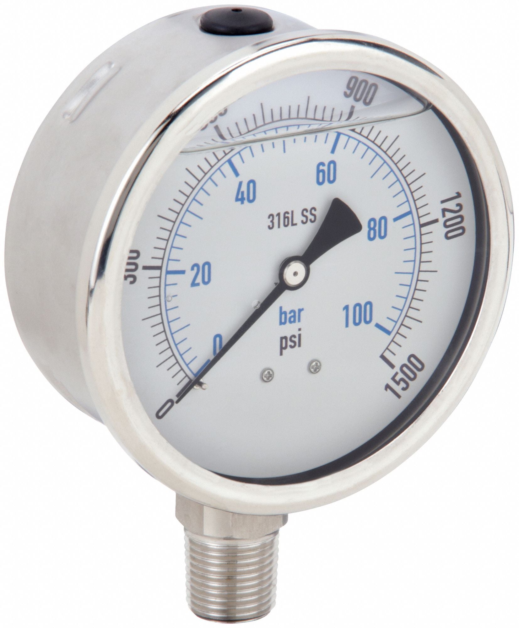 PIC GAUGES PRO301L402N01 H8407 Pressure Gauge Stainless Steel 1500 psi