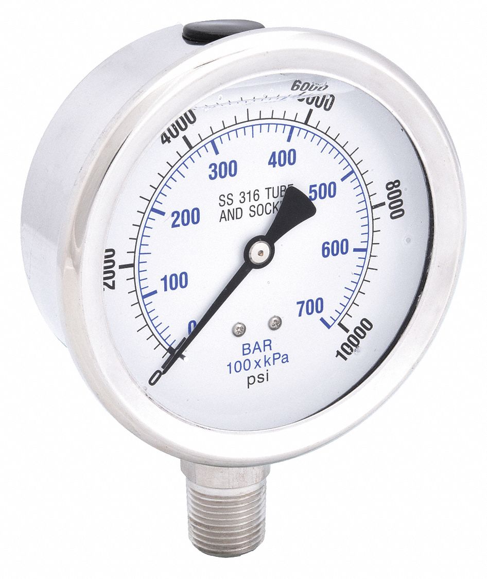 PIC GAUGES PRO301L402U01 H8407 Pressure Gauge Stainless Steel 10 000psi