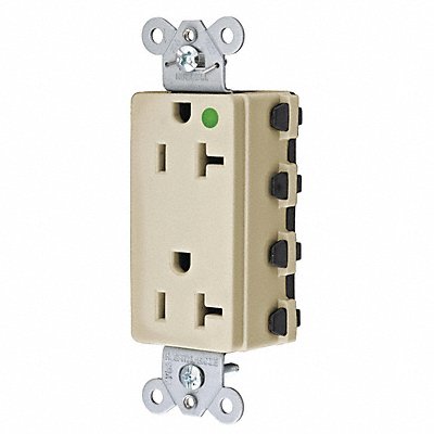 HUBBELL SNAP2182IA Receptacle Ivory 20 A 2P3W Back 1PK