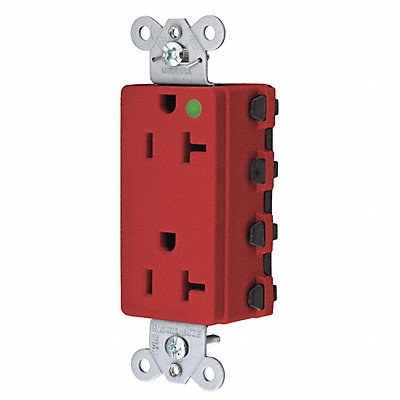HUBBELL SNAP2182RA Receptacle Red 20 A 2P3W Back 1PK