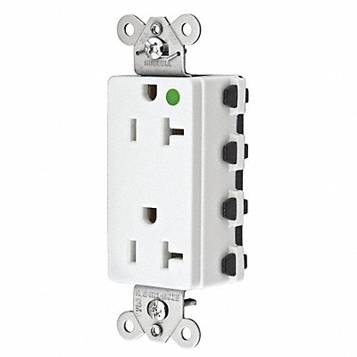 HUBBELL SNAP2182WA Receptacle White 20 A 2P3W Back 1PK