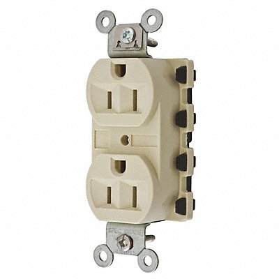 HUBBELL SNAP5262IA Receptacle Ivory 15 A 2P3W Back 1PK