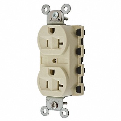 HUBBELL SNAP5362IA Receptacle Ivory 20 A 2P3W Back 1PK