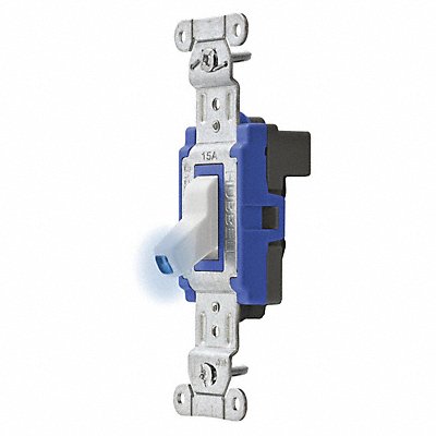 HUBBELL SNAP1201ILWNA IllumWall Switch Wht 15 A Back Single Pole