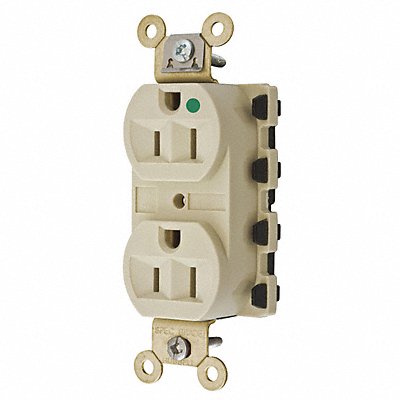 HUBBELL SNAP8200IA Receptacle Ivory 15 A 2P3W Back 1PK