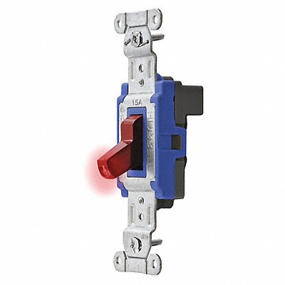 HUBBELL SNAP1201PLRNA Pilot Wll Switch Red 15A Back SnglPole