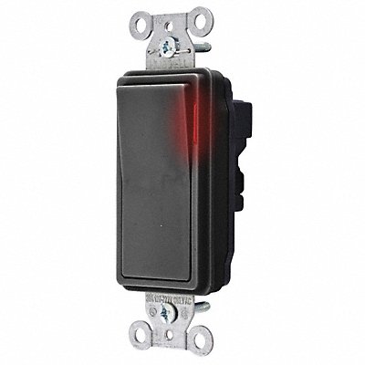 HUBBELL SNAP2101PLBKNA Pilot Wll Switch Black 15A Back SnglPole