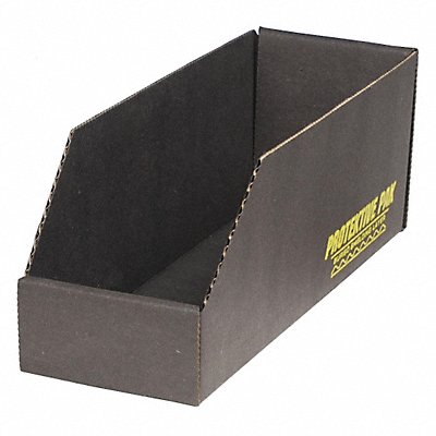 PROTEKTIVE PAK 37102 ESDCorrShelfBin Black Cardboard 4 1/2 in