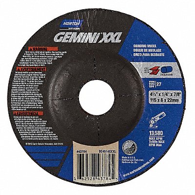 NORTON 66252843784 Depressed Grinding Wheel 7/8 CN Unthreaded Hole
