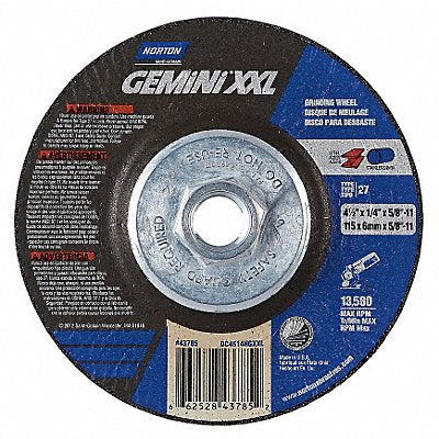 NORTON 66252843785 Depressed Grinding Wheel 5/8 -11CN ThreadHle