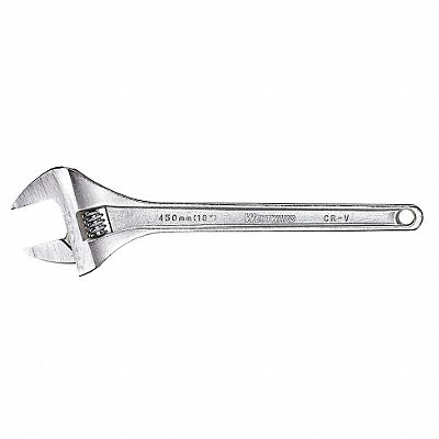 WESTWARD 31D026 Adjustable Wrench CV Steel Chrome 18