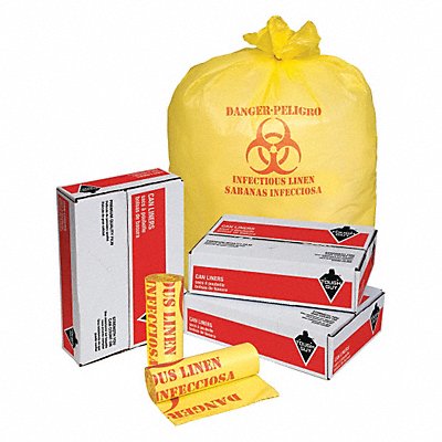 TOUGH GUY 31DK91 Biohazard Bags 44 gal Yellow PK200