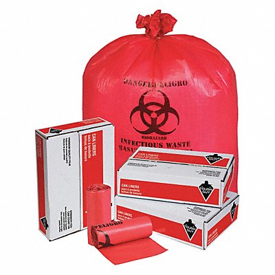 TOUGH GUY 31DK92 Biohazard Bags 45 gal Red PK200