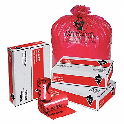 TOUGH GUY 31DL01 Biohazard Bags 33 gal Red PK100