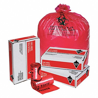 TOUGH GUY 31DL02 Biohazard Bags 45 gal Red PK100