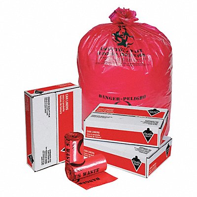 TOUGH GUY 31DL06 Biohazard Bags 44 gal Red PK25