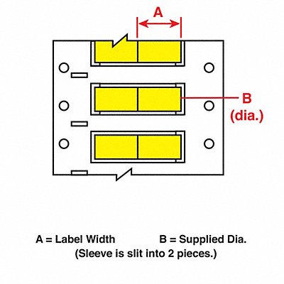 BRADY 3FR1872YL2 Wire Marking Sleeves 1 in W 0.335 in L