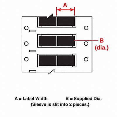 BRADY PS7502BK2 Wire Marking Sleeves 1 in W 1.250 in L