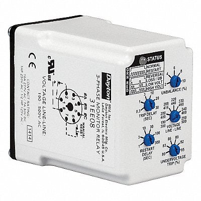 DAYTON PMPUB18 Phase Monitor Relay 190-500VAC Plug SPDT