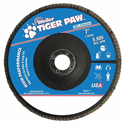 WEILER 51150 H7370 Abrasive Flap Disc Medium 7in. Phenolic