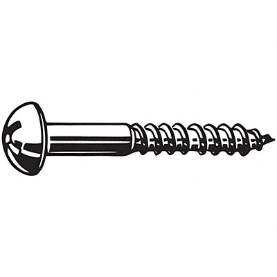 GRAINGER U257110160125 Round Head WOOD SCREW ZincYL #8 1.25 L PK100
