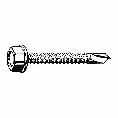 GRAINGER U318100160062 SDRL HEXW ST ZP #8-18 5/8 L PK200