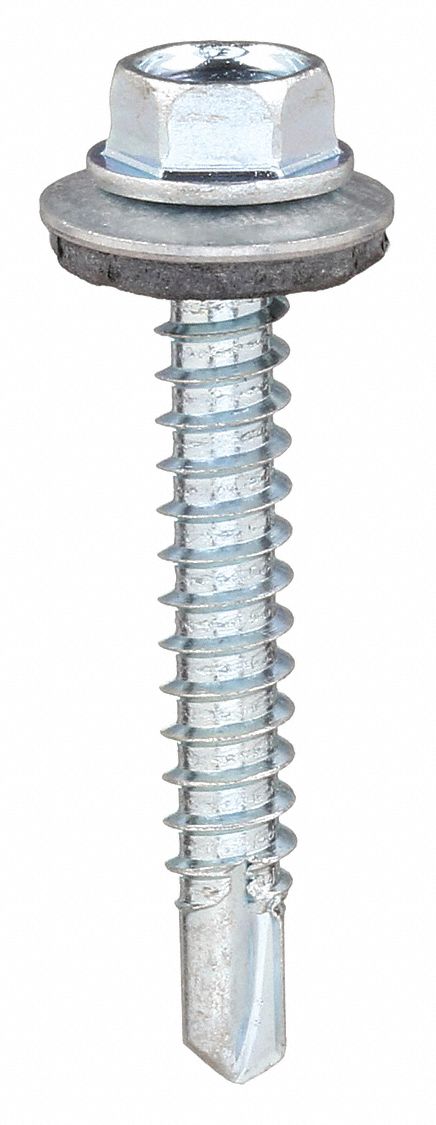 GRAINGER U317020190125 Drill Screw Hex #10 Zinc 1.25 L PK100