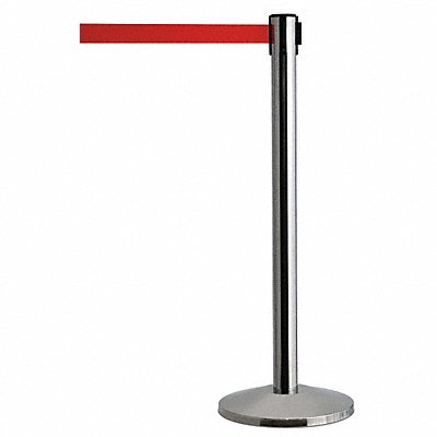 QUEUEWAY QWAYPOST3SR5 Barrier Post with Belt Metal 7-1/2 ft L