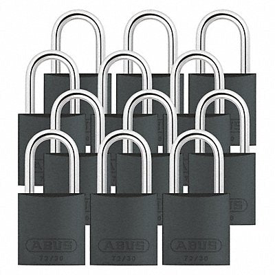 ABUS 7230KAX12 Lockout Padlock KA Black 2-17/32 H PK12