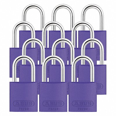 ABUS 7230KAX12 Lockout Padlock KA Purple 2-17/32 H PK12