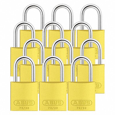 ABUS 7230KAX12 Lockout Padlock KA Yellow 2-17/32 H PK12
