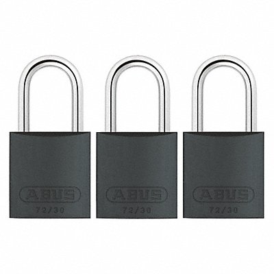 ABUS 7230KAX3 Lockout Padlock KA Black 2-17/32 H PK3