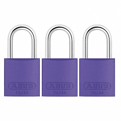 ABUS 7230KAX3 Lockout Padlock KA Purple 2-17/32 H PK3