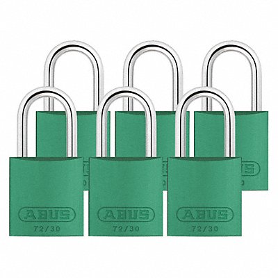 ABUS 7230KAX6 Lockout Padlock KA Green 2-17/32 H PK6