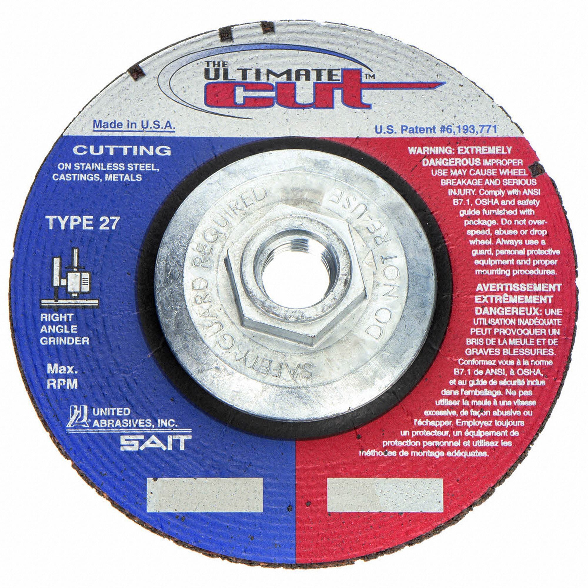 UNITED ABRASIVES-SAIT 23321 Abrasive Cut Off Wheel 60 Grit