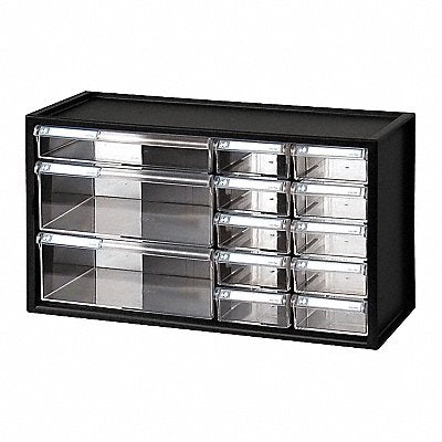WESTWARD 31TT94 Bin Cab 13ClrDrwr Blk 9 3/4 H ClearDrwr