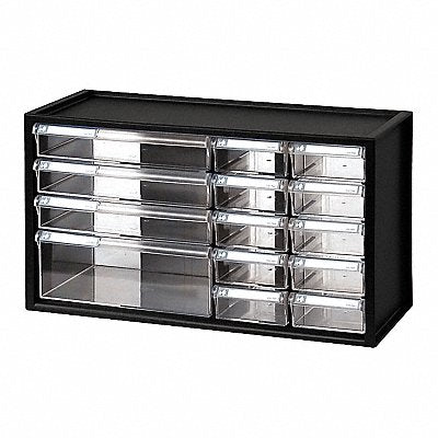 WESTWARD 31TT95 Bin Cab 14ClrDrwr Blk 9 3/4 H ClearDrwr