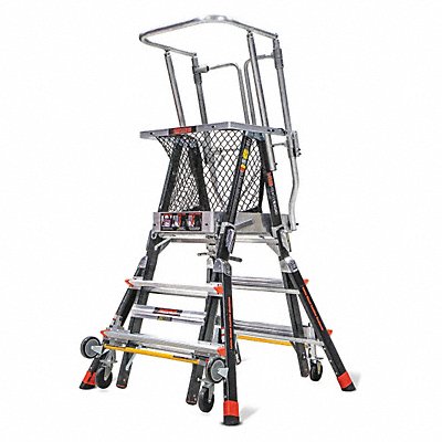 LITTLE GIANT 18503240 Adjustable Cage Platform Ladder 5 ft Fiberglasss