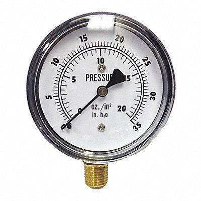KODIAK KC2535WC20OZH2O Low Pressure Gauge Bottom 35 H2O/20 oz.