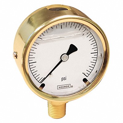 NOSHOK 2530030 Brass Case Pressure Gauge 30 psi