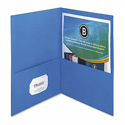 BUSINESS SOURCE 78491 Folder 2-Pocket Letter Blue PK25