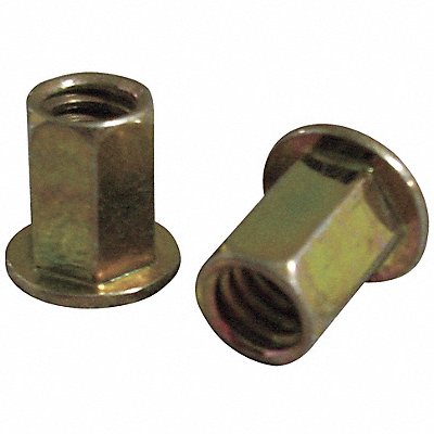 GRAINGER CFH22520145T10 Rivet Nut Hex Steel Clear Trivalent PK10