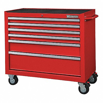 WESTWARD 32H852 Rolling Tool Cabinet Red Heavy Duty