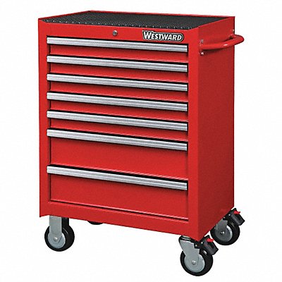 WESTWARD 32H888 Rolling Tool Cabinet Red Heavy Duty