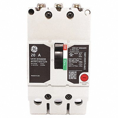GE TEYD3020B Circuit Breaker 20A 3P TEY 277/480VAC