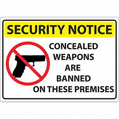 ZING 2819S Concealed Carry Sign 10in x 14in Plastic