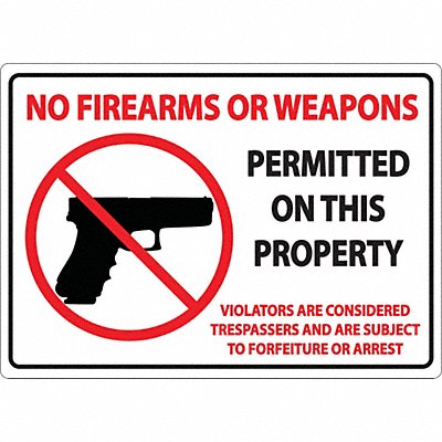 ZING 1824 Concealed Carry Sign 7in x 10in Plastic